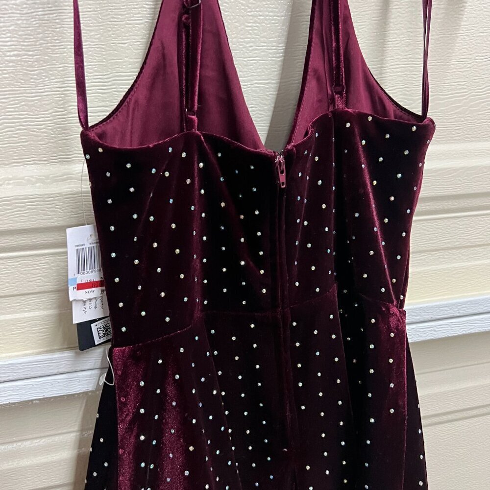 City Studios Junior Sz 5/6 Embellished Velvet Skater Dress Purple - Picture 5 of 12